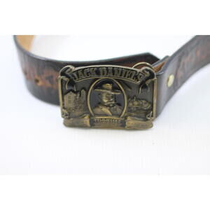 Vintage Jack Daniel’s Leather Belt Brass Buckle '89 Licensed